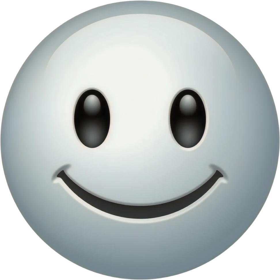 White, shiny sphere with a happy face emoji