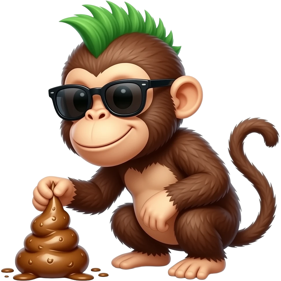 Pooping monkey with sunglasses and green Mohawk while smirking ...