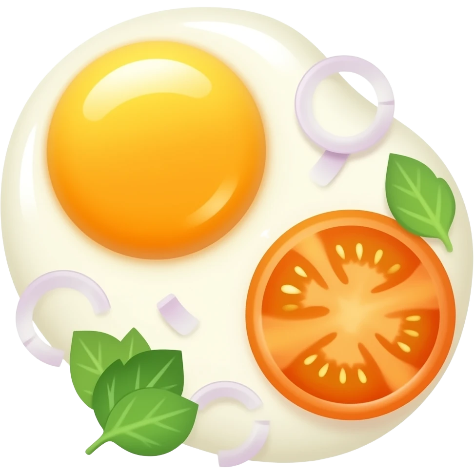 Scrambled egg with tomato and onion emoji