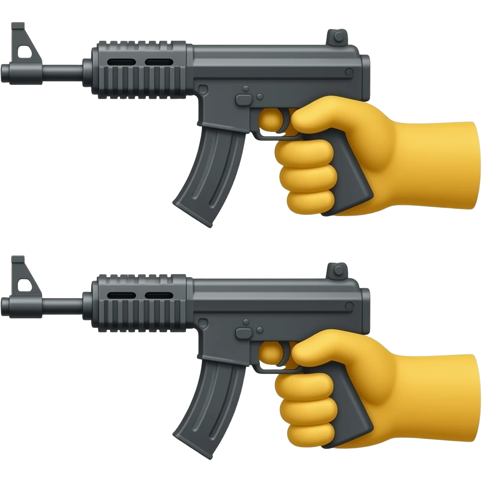 YELLOW HANDS aiming a machine gun, emoji style emoji