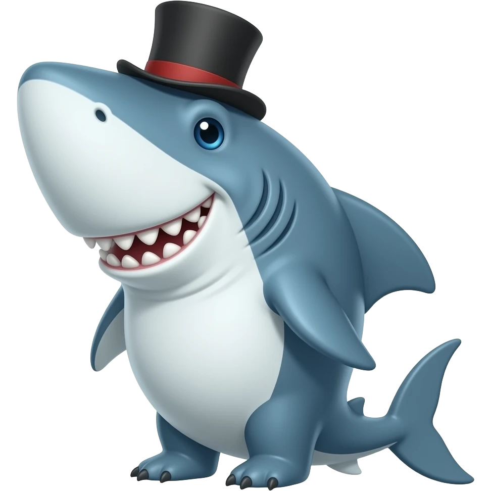 Shark with a top hat emoji