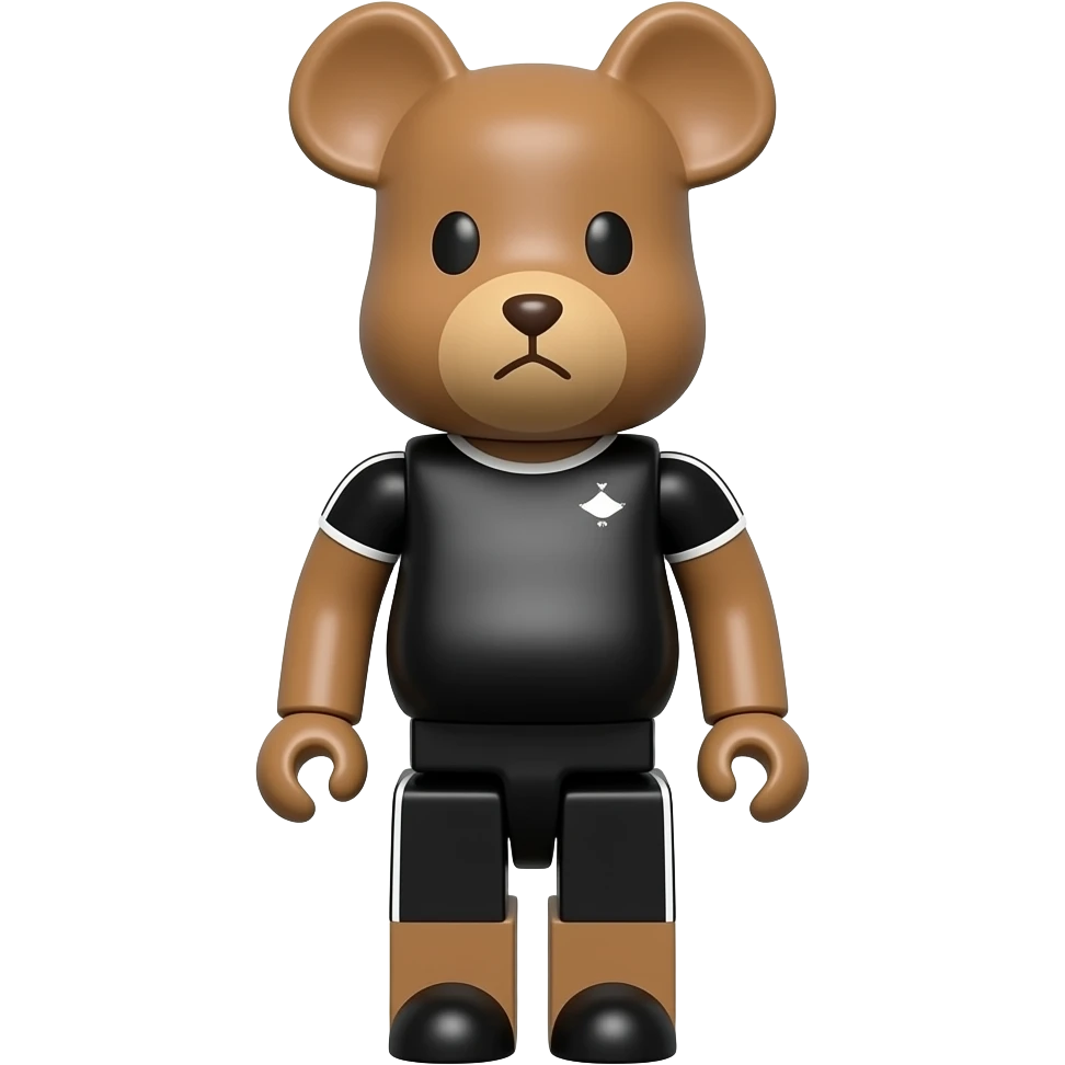 Сделай эмодзи BearBrick в черном спортивном костюме emoji
