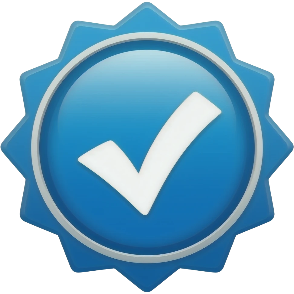 A blue verification badge emoji