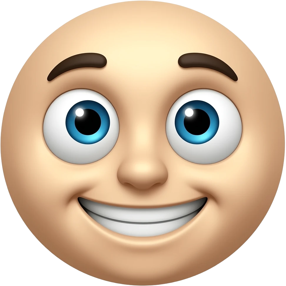 눈동자를 위로 굴려놓고 눈웃음 짓는 얼굴 emoji