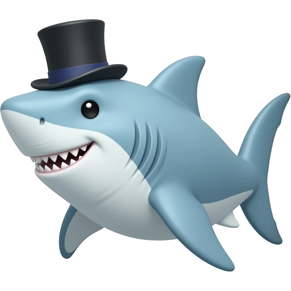 Shark with a top hat emoji