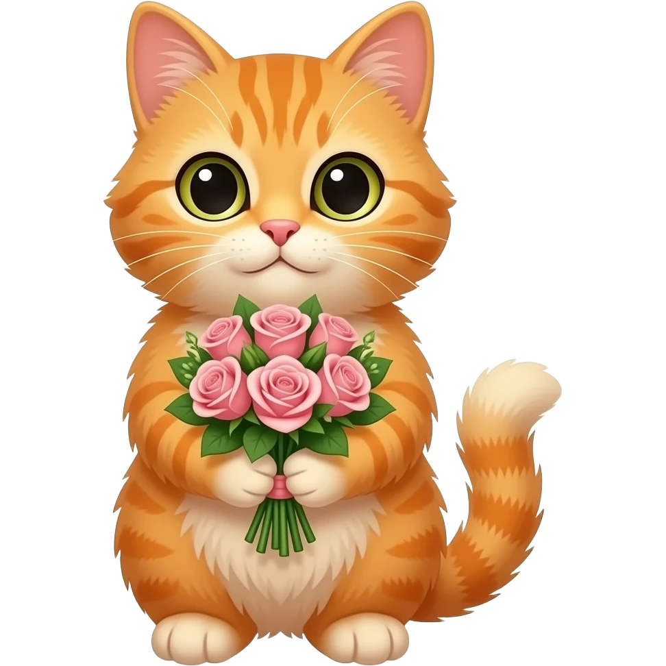 Mother's day cat holding flowers emoji