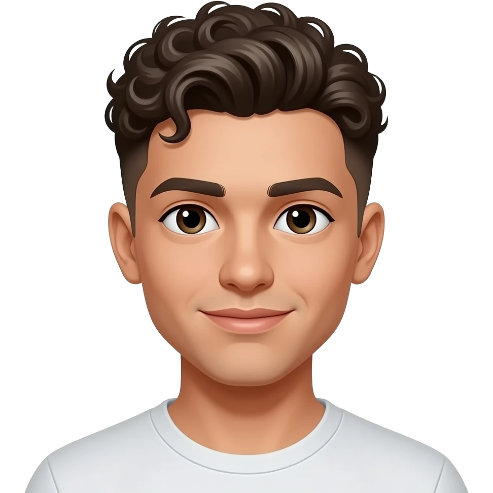 Um homem adolescente Cabelo low fade cacheado emoji