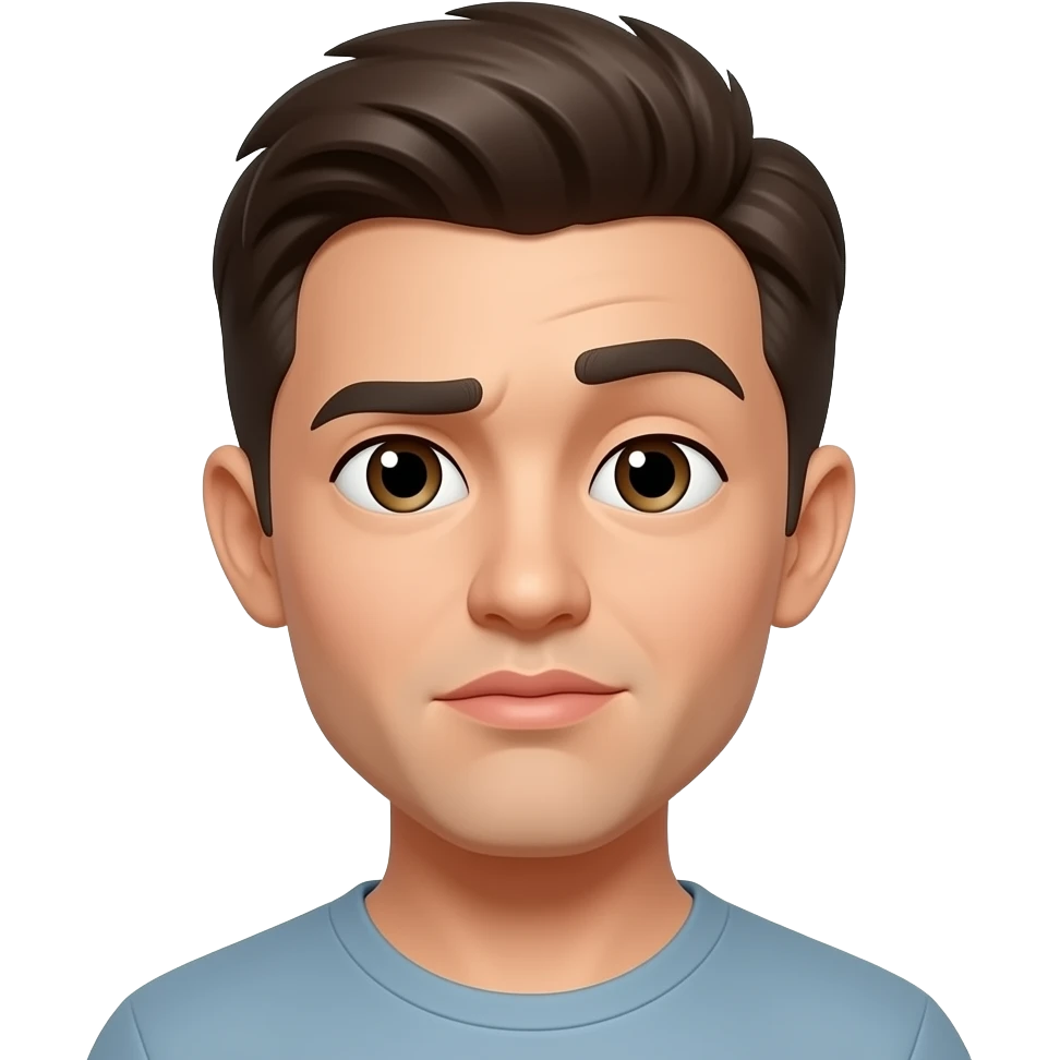 pursed lips, right eyebrow raised, slight head tilt downward emoji