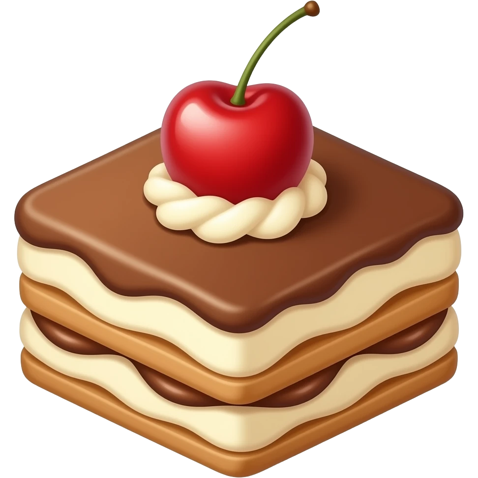 Płaskie tiramisu z wiśnia w ksztalcie serca emoji