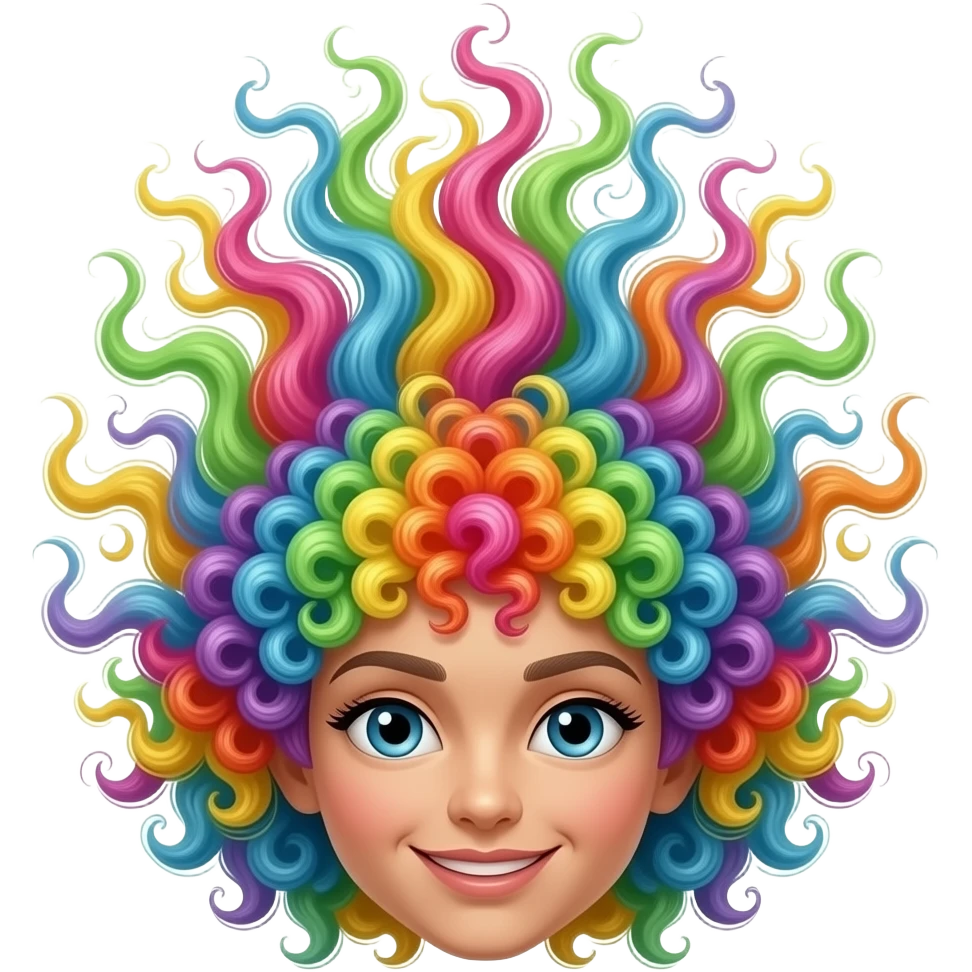 一个五颜六色的爆炸头假发 从空中下落 （没有任何人脸） emoji