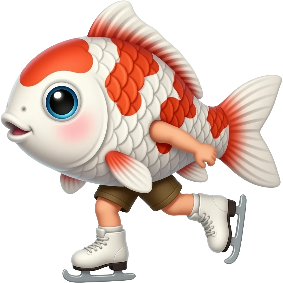 human cute koi 3d cartoon skating emoji