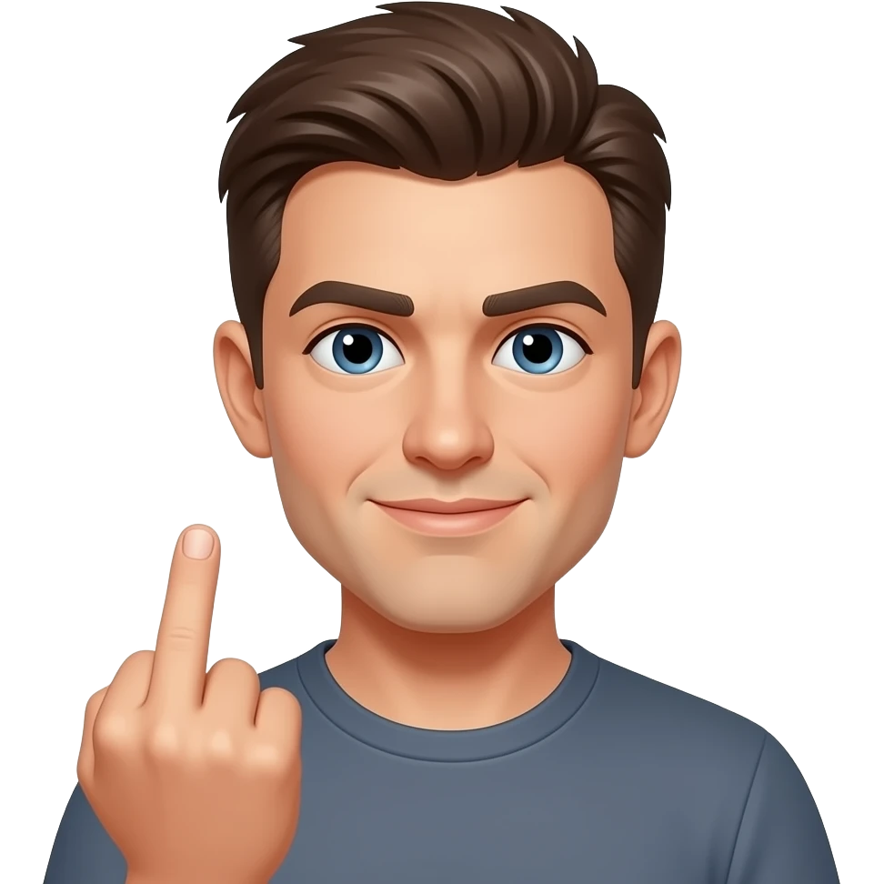 Light skin guy giving middle finger emoji