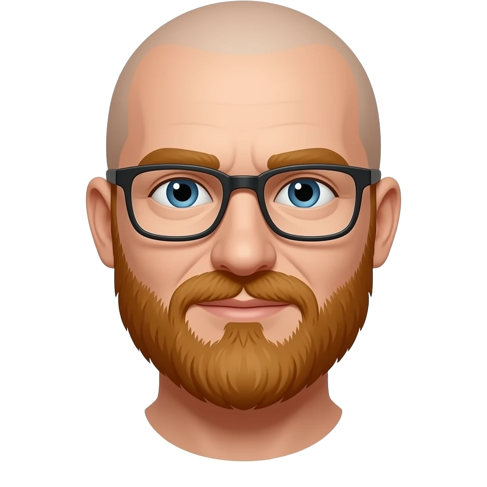 Bald red blonde beard no glasses emoji