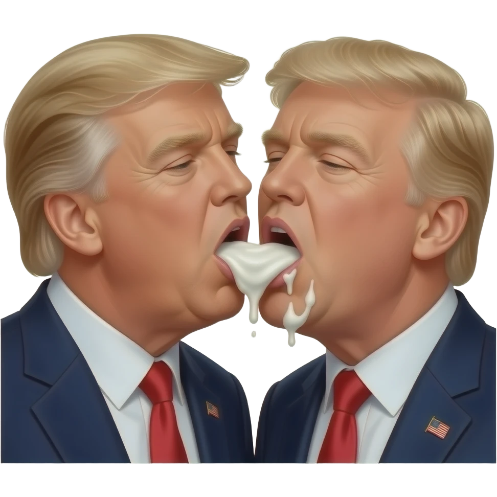 Jeffrey Epstein raping trump’s mouth blowjob with white sticky cream all over them emoji