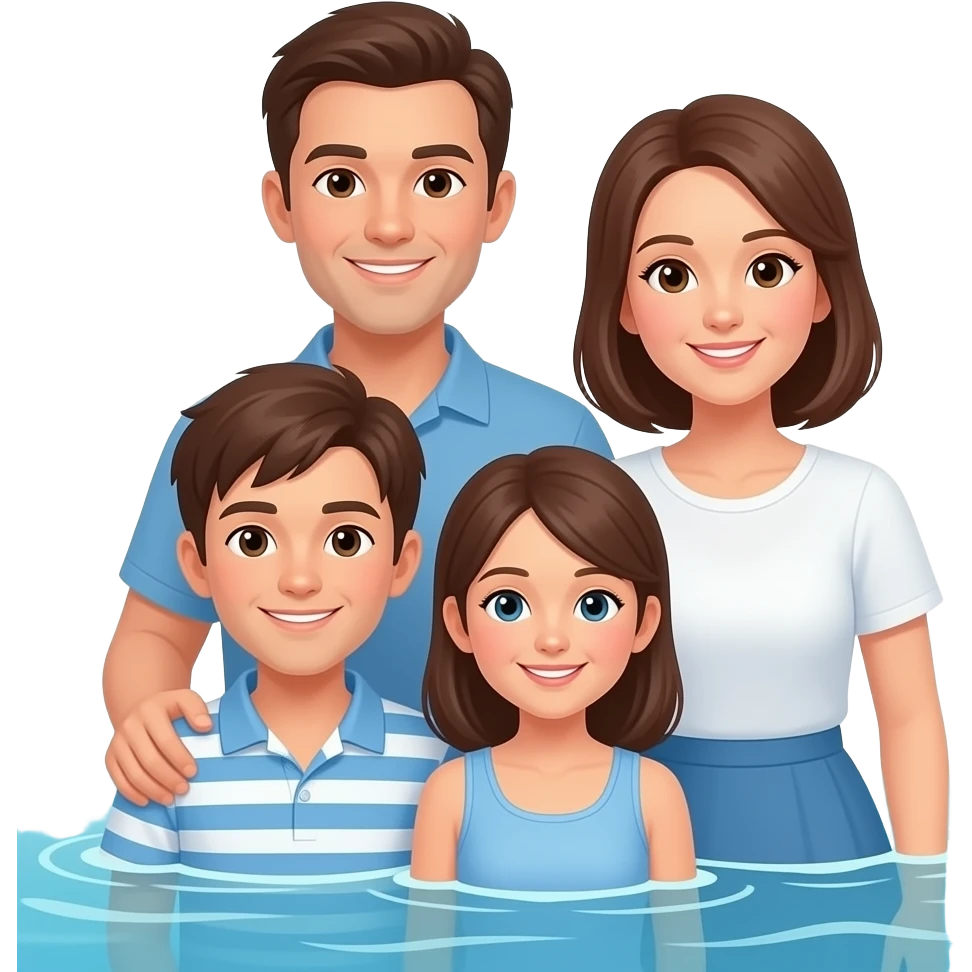 3 brothers and 1 sister with parents seen in seas emoji