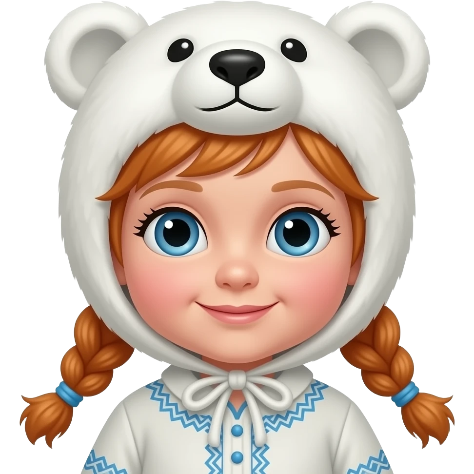 eskimo baby girl ginger hair braids with polar bear ear emoji