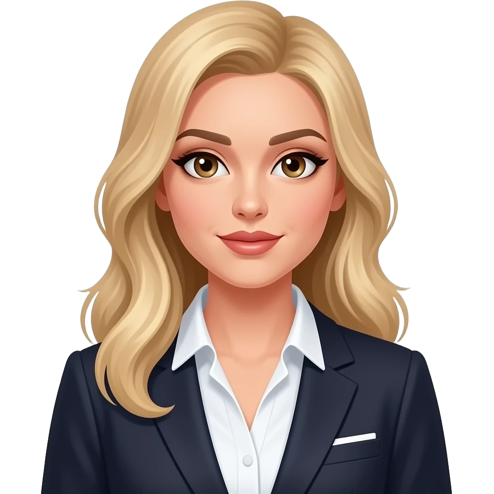 manicurista pelo rubio ojos marrones elegante pero empresaria muy muy sexy uñas muy largas emoji