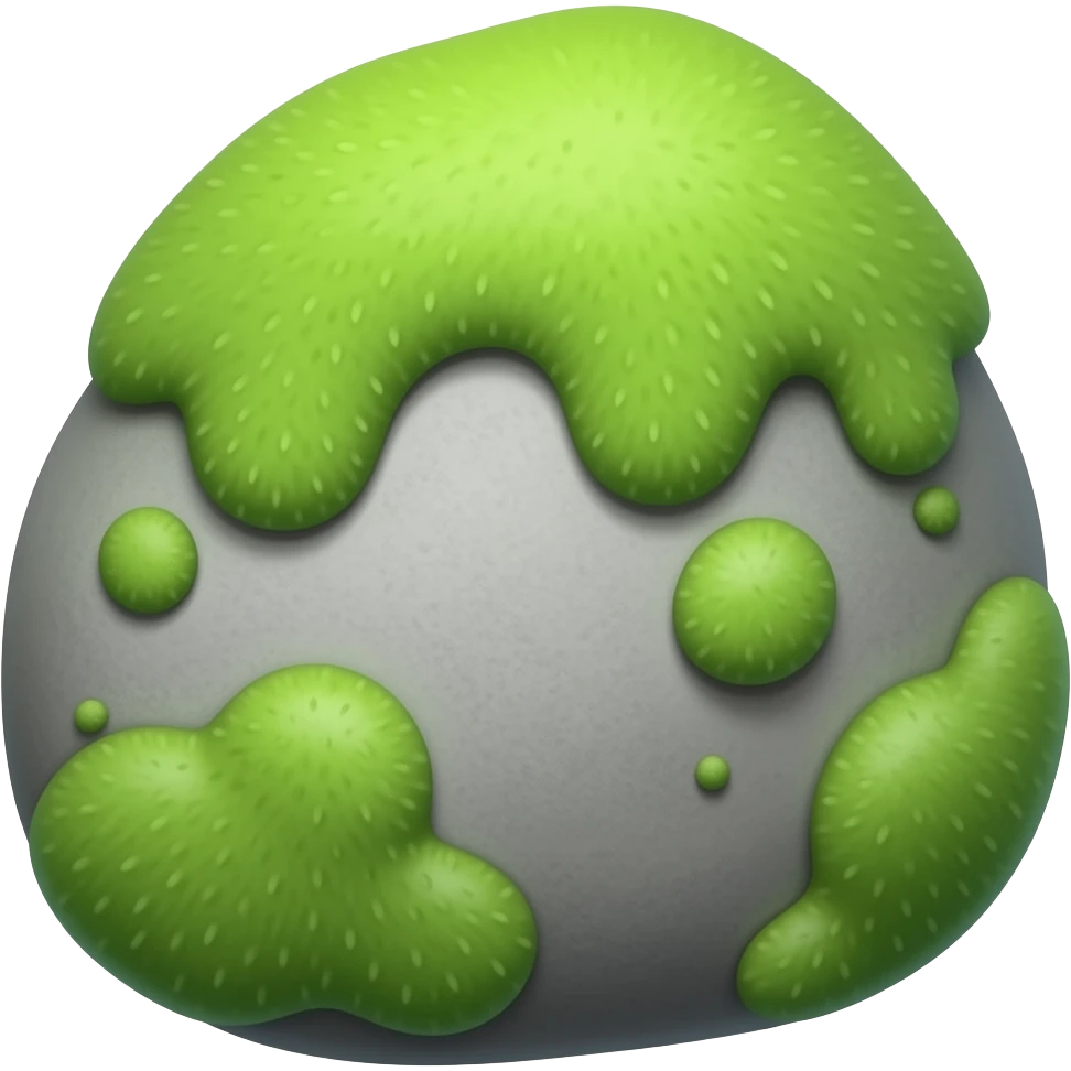 Moss-covered rounded stone - front facing emoji