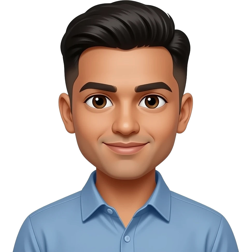 Indian man 25 years old fade hair cut emoji