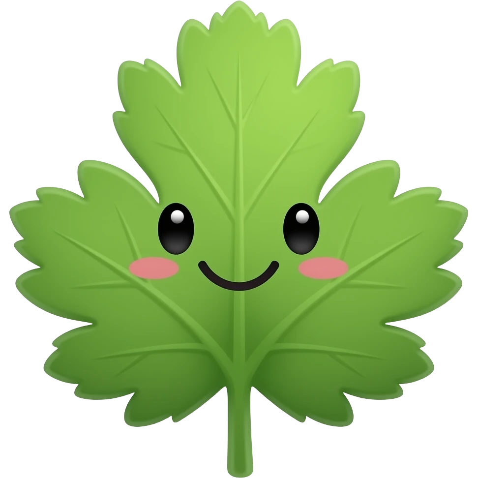 Kawaii cilantro con carita feliz emoji