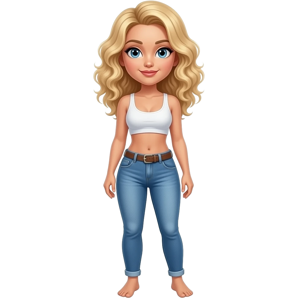 Hot baddie blonde hair curled and hottie fit  full body with feet emoji