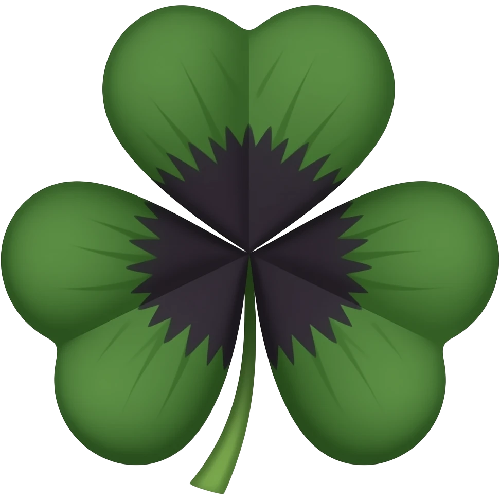 Five leaf black clover emoji