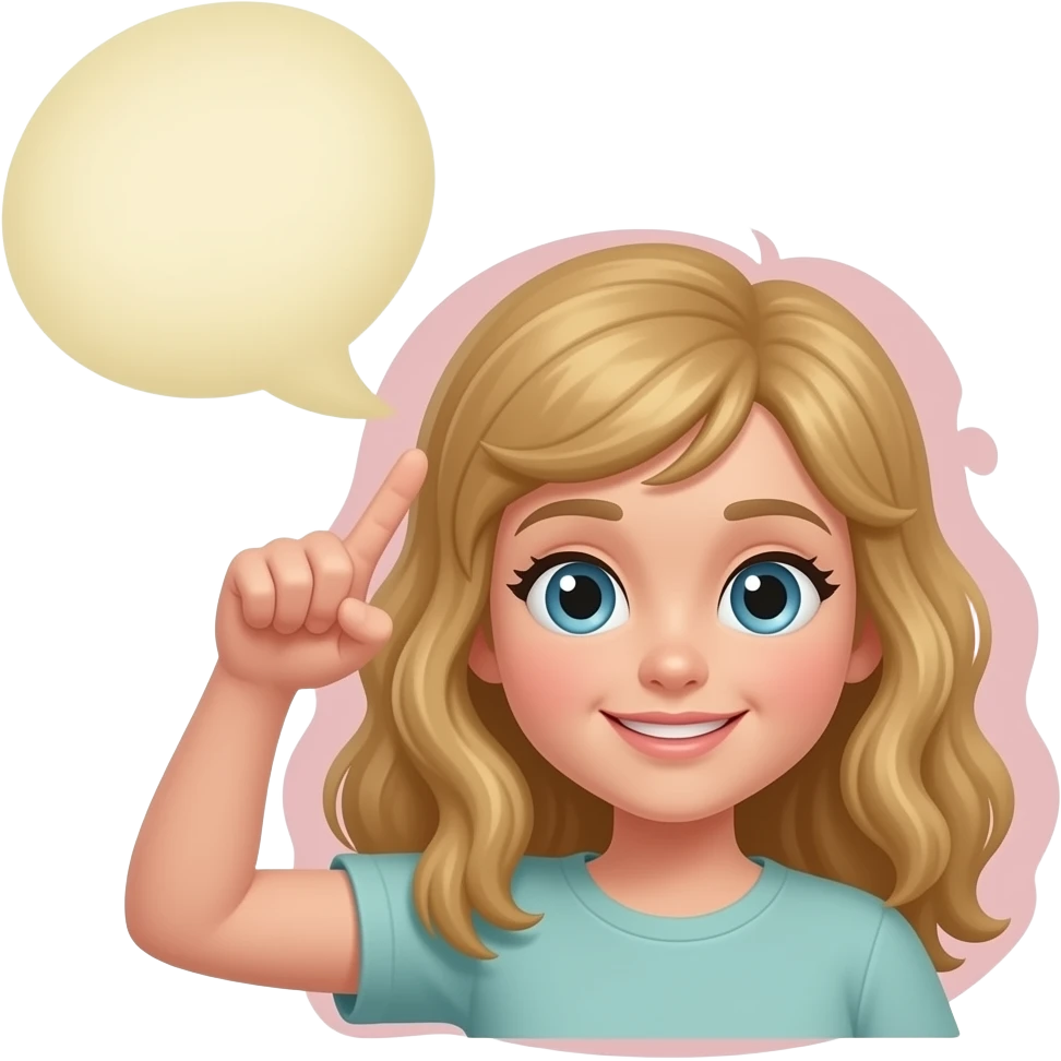 Girl with a speaking bubble above her emoji