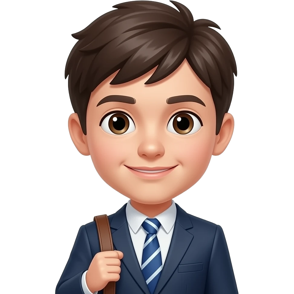 정장입은 소년, 서류가방 같은 것도 있으면 좋겠다, 근데 상반신만 나오게 emoji