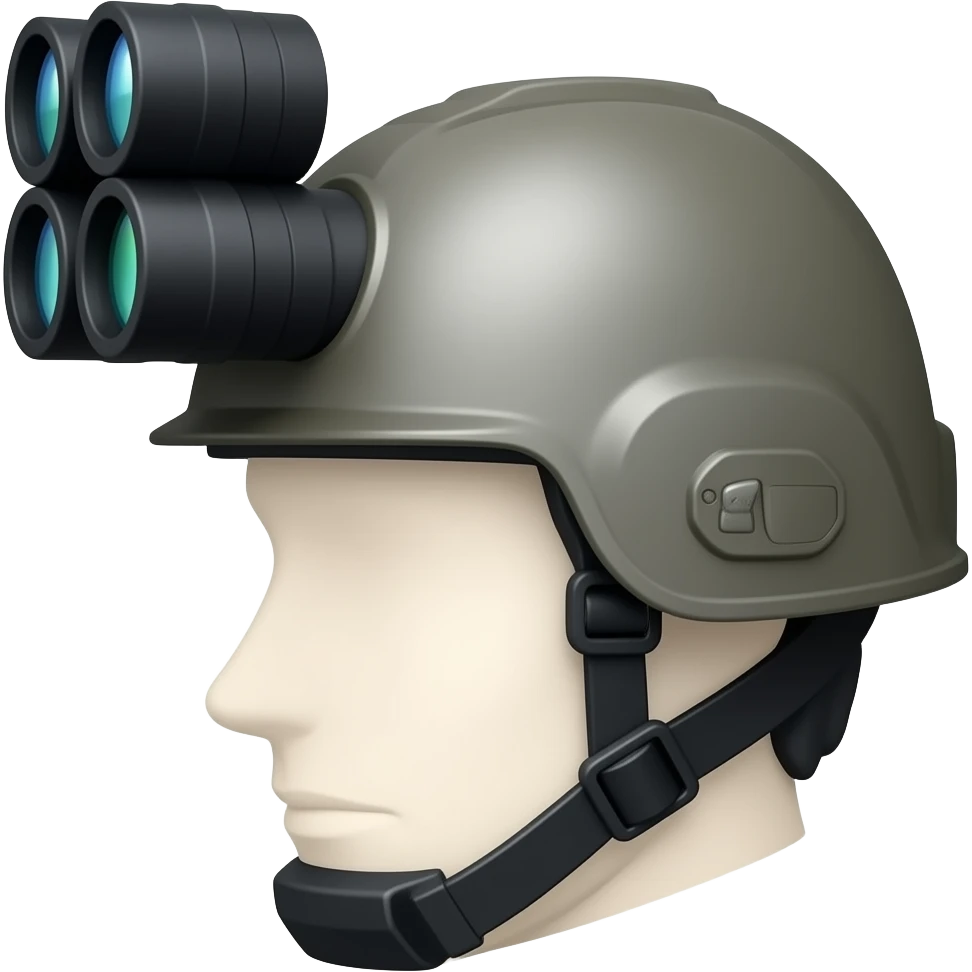Helmet mounted quad tube night vision goggles quartering side view emoji