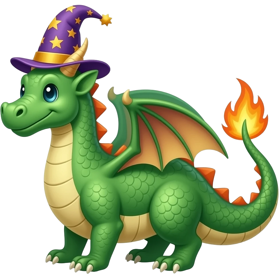 Dragon with top magic hat emoji