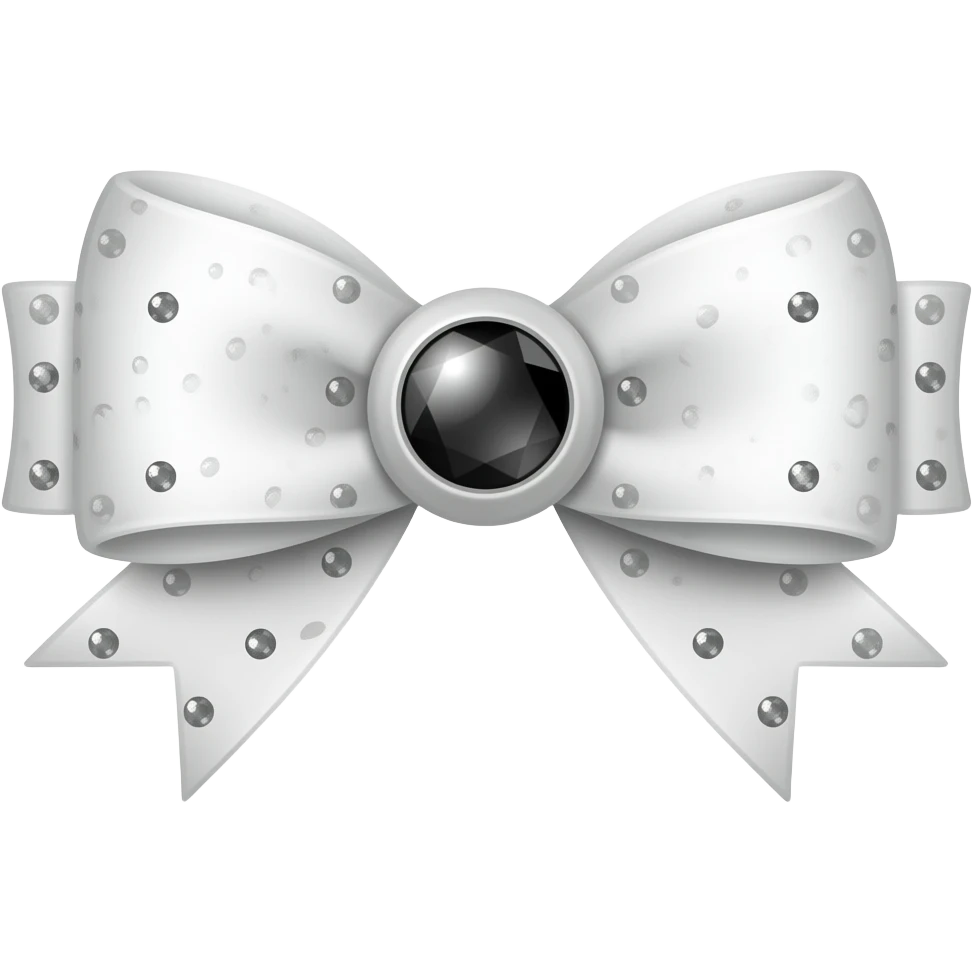 Generate a little white bow with gems with black gems white bow with shinining black gems emoji