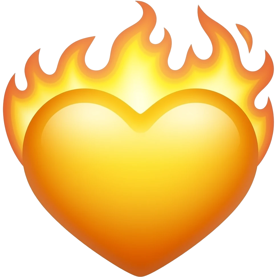 Объедини жётое сердце 💛 и огонь 🔥 emoji