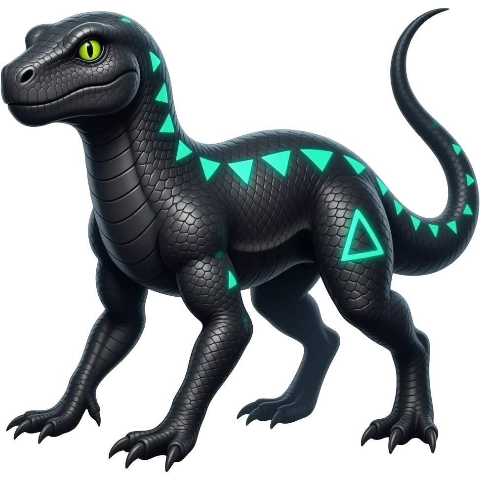 Cool edgy ancient black-scaled with neon-colored triangular stripe markings digitigrade bipedal vintage futuristic fantasy-Cyberpunk- emoji