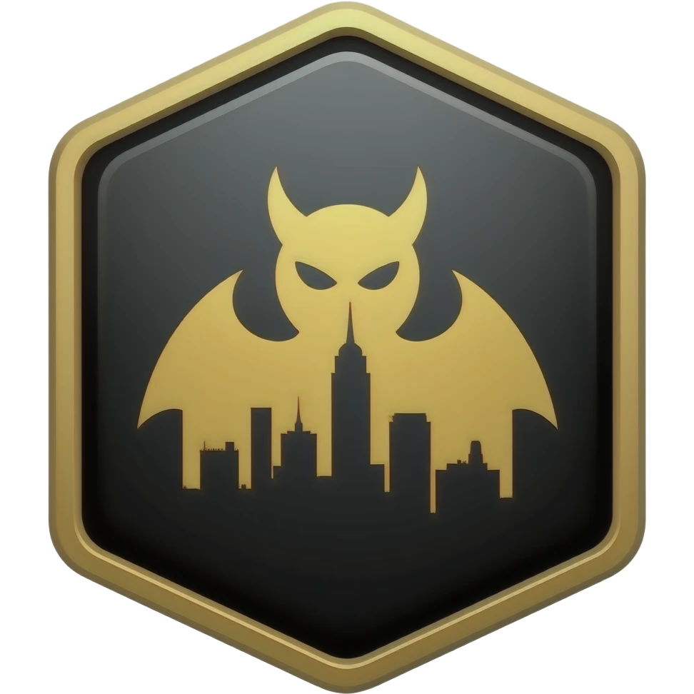 Skin city badge, devil black, and gold emoji