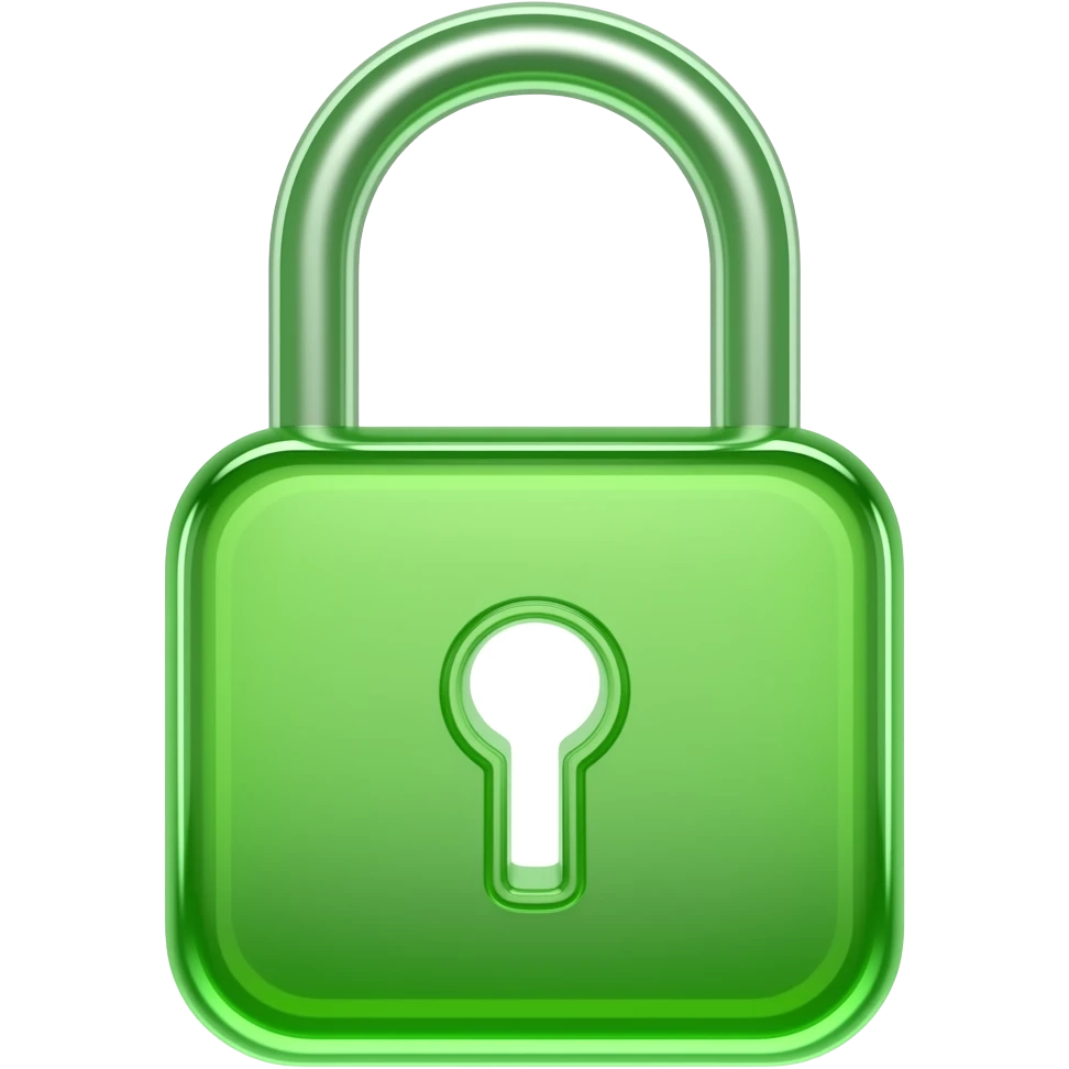 green neon opened lock emoji