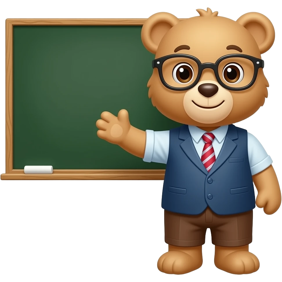 Beige teddy bear teacher with blackboard emoji