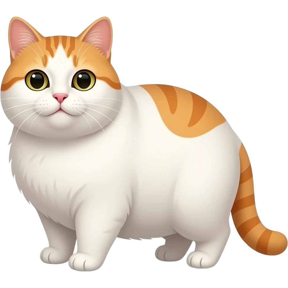 Fat white cat with orange patches emoji