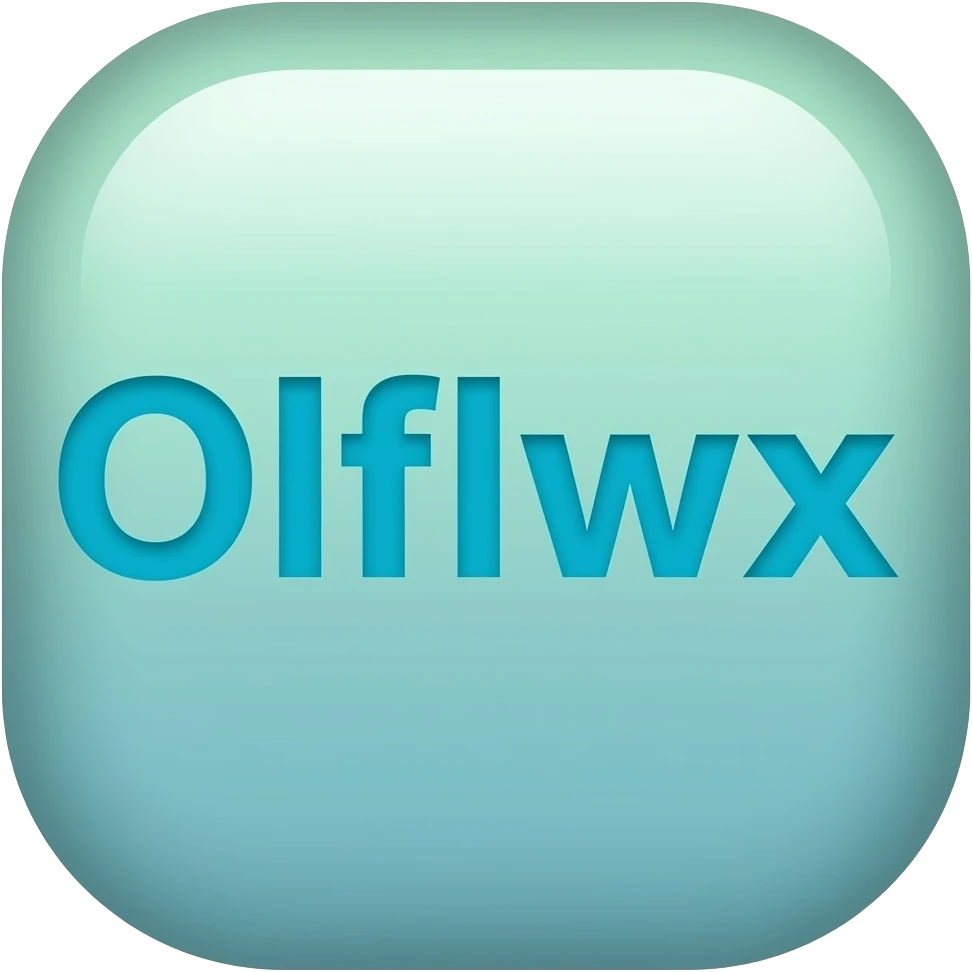 The word 'Offline' that's glowing blue green ombre with no background emoji