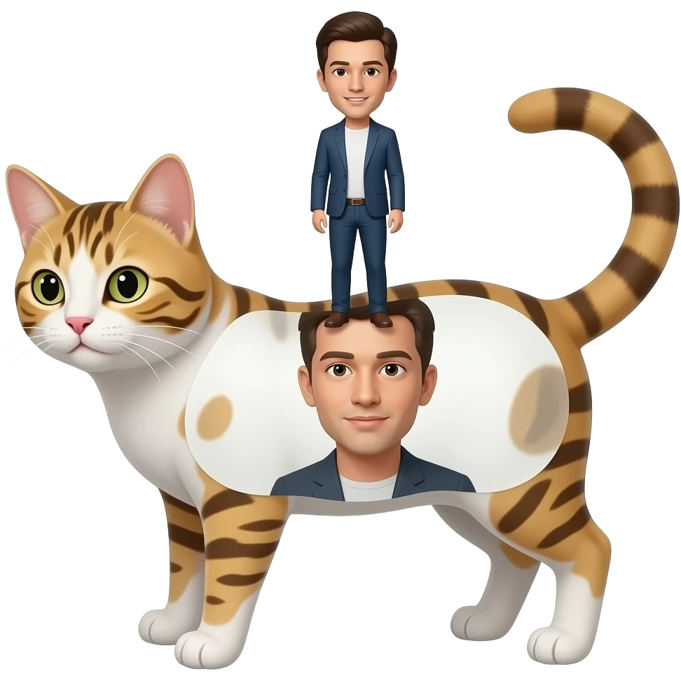a half invisible cat with a human on top of it emoji