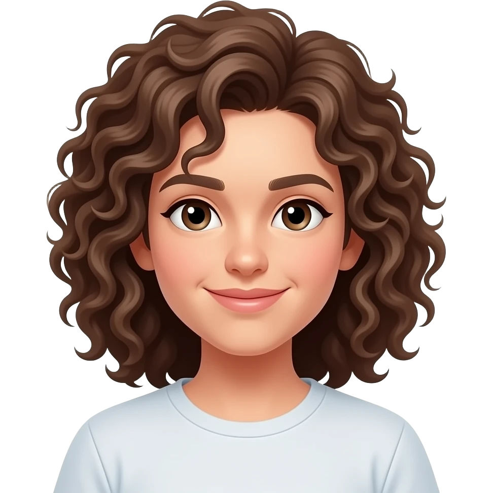 brown curly hair, 22 emoji