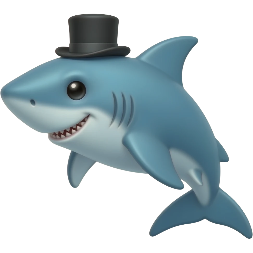 Shark with a top hat emoji
