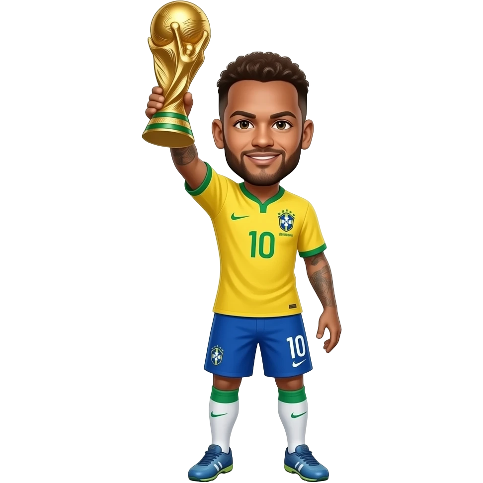Neymar lifting the world cup trophy in a Brazil jersey emoji