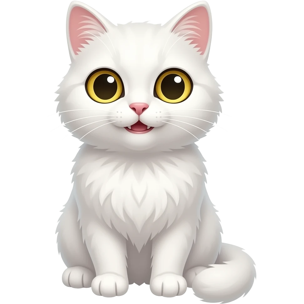 happy white cat, golden eyes emoji