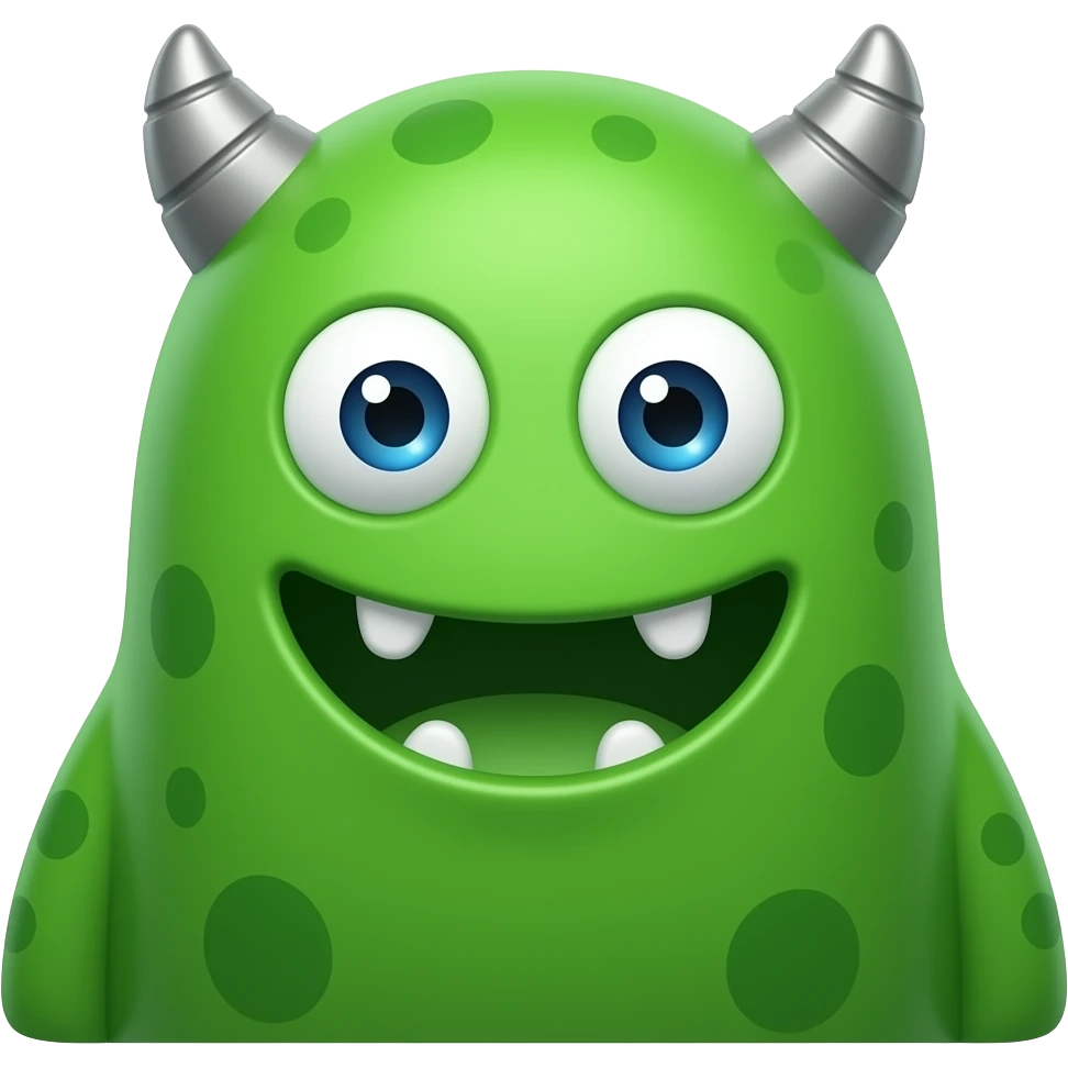 benefical green AI monster, funny appearance emoji