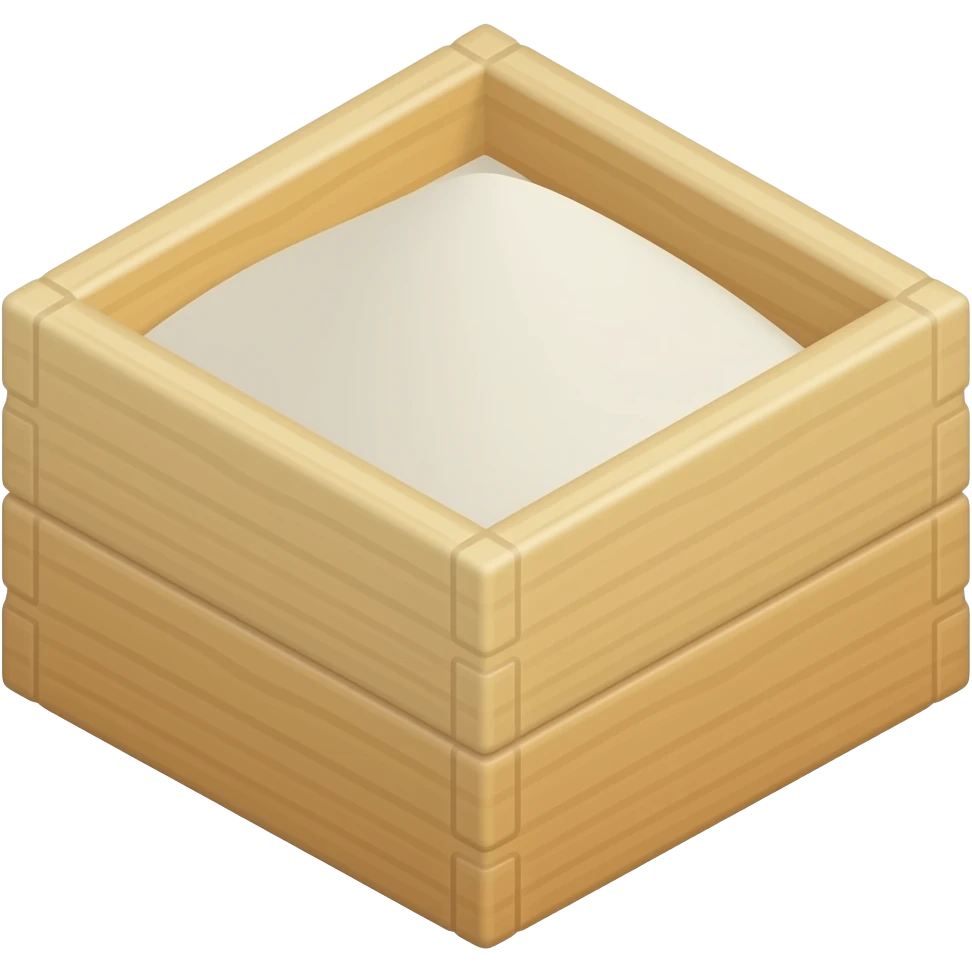basic wooden box filled with sand, isometric view emoji