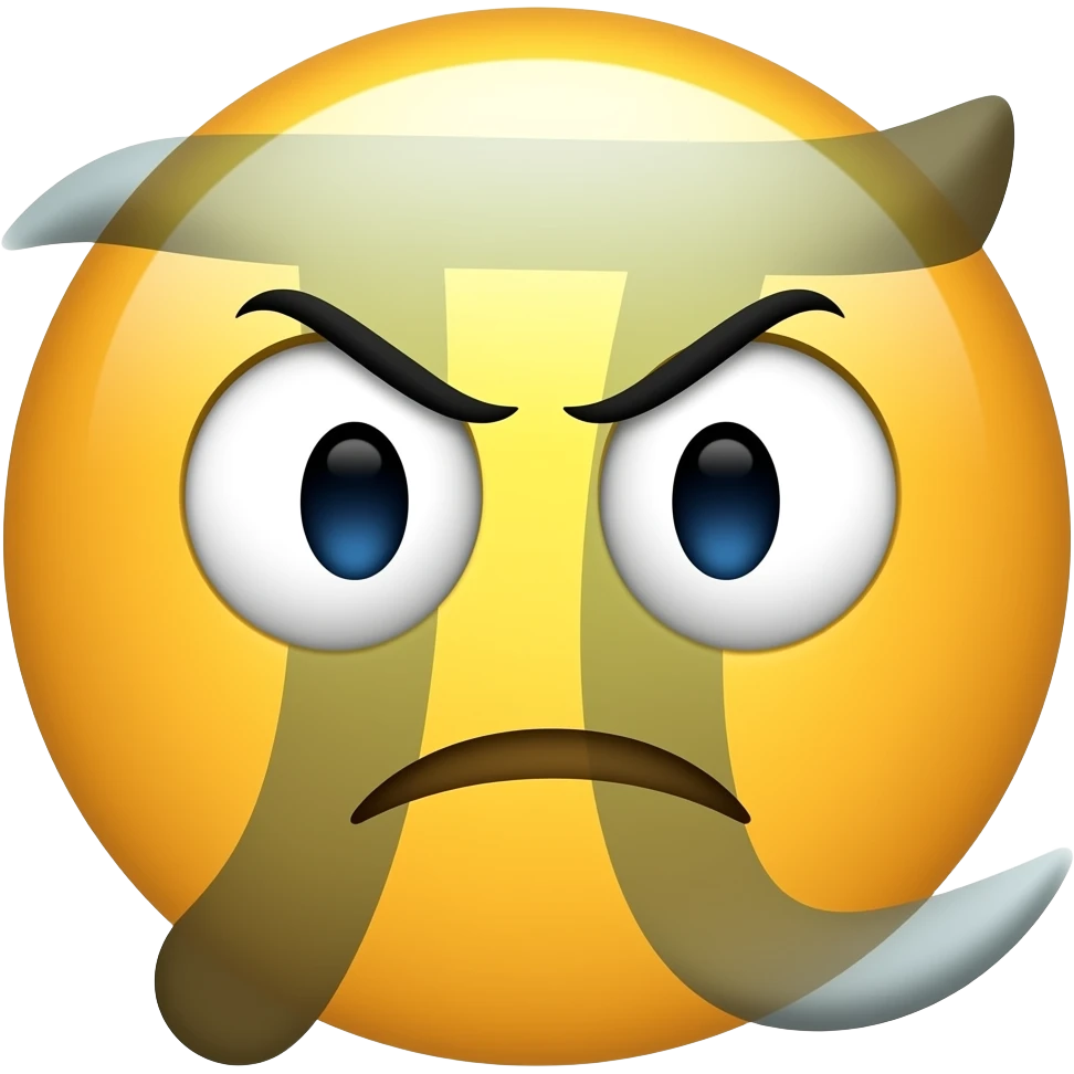 Смесица от знака пиеси и anoyed  емоджи emoji