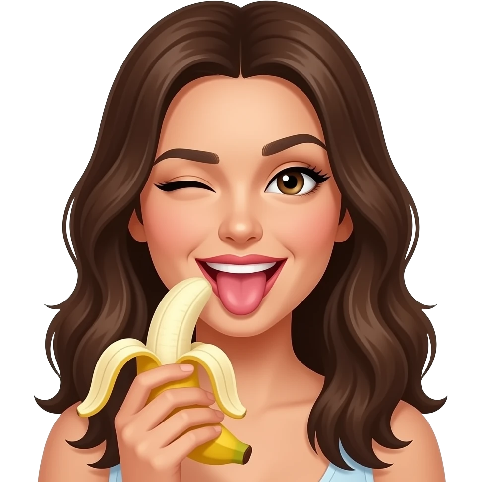 Sexi lengua mujer con una ceja levantada saboreando una banana emoji