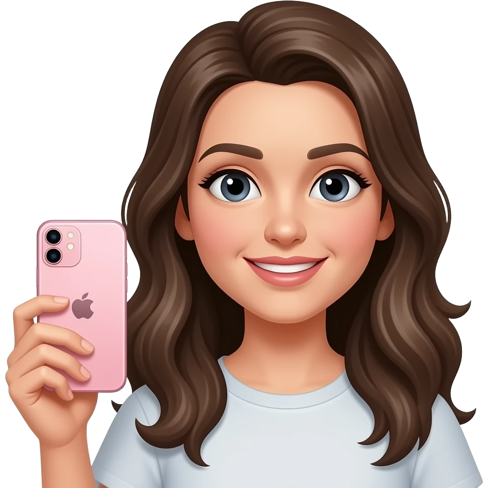 Uma mulher segurando iPhone 11 rosa emoji