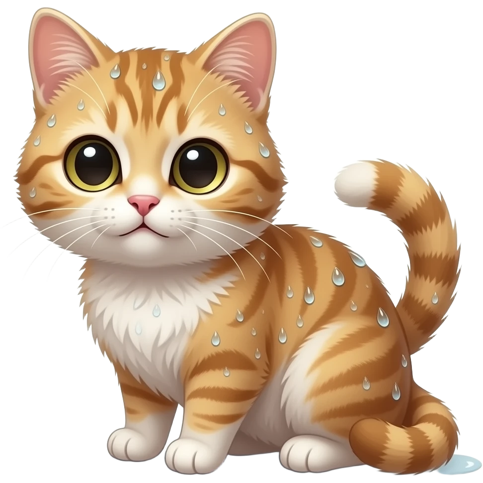 wet cat with big cute eyes emoji