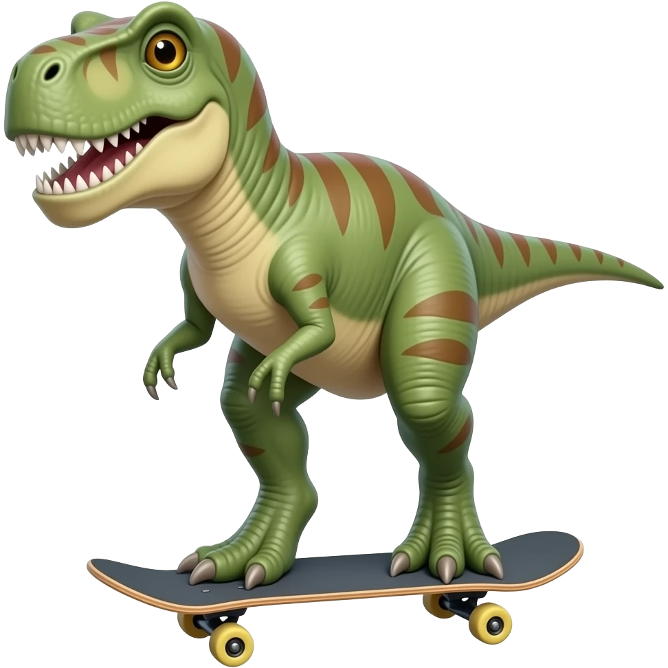 Dinosaur on a skateboard emoji